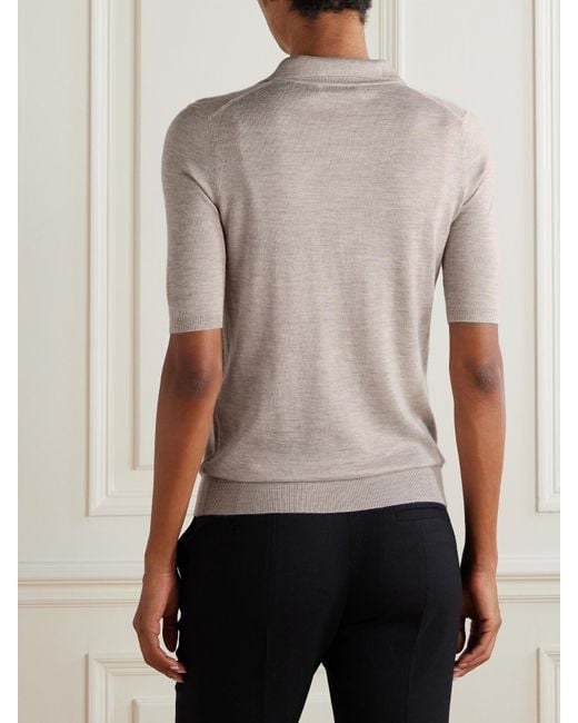 Gabriela Hearst Natural Frank Cashmere And Silk-Blend Polo Shirt