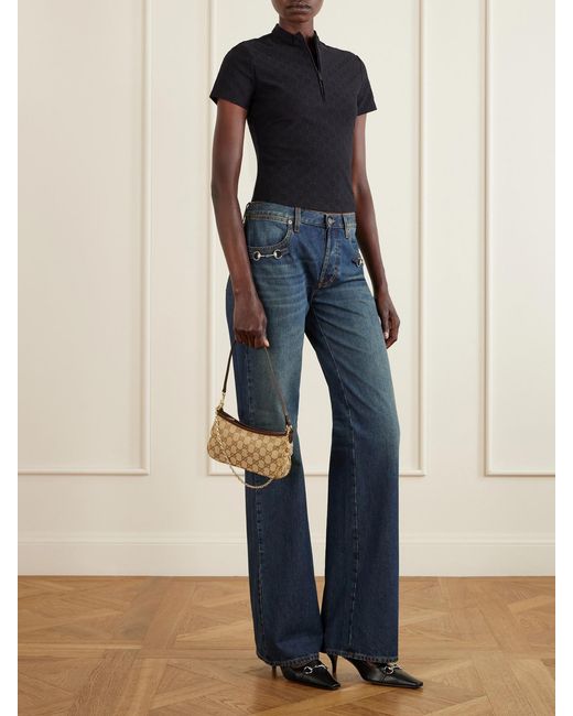 Gucci Natural Gossip Mini Leather-Trimmed Printed Coated-Canvas Shoulder Bag