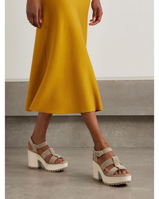 Gabriela Hearst Natural Hera Suede Platform Sandals