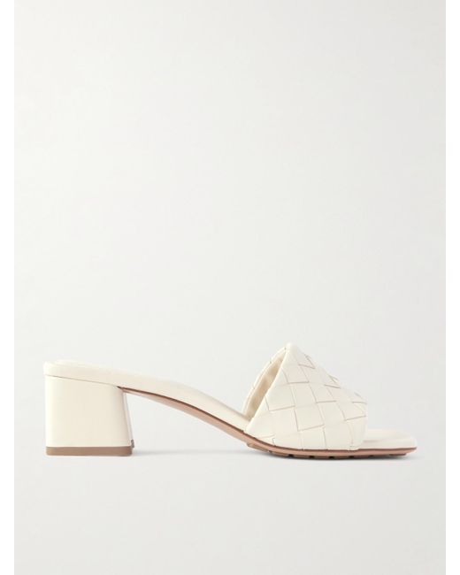 Bottega Veneta Natural Riva Intrecciato Leather Mules