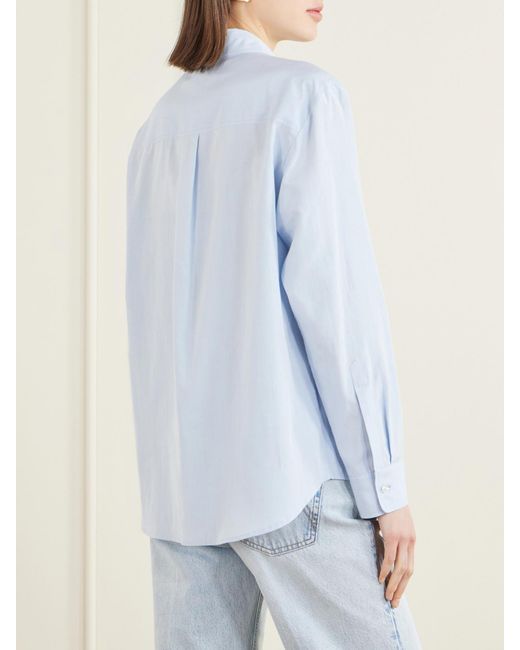 Blazé Milano Blue Pajot Anabas Embroidered Silk And Cotton-Blend Poplin Shirt