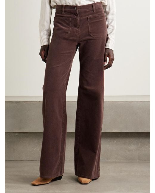 Nili Lotan Purple Florence Cotton-Blend Corduroy Flared Pants