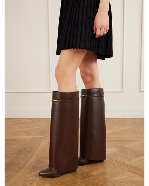 Givenchy Brown Shark Leather Knee Boots