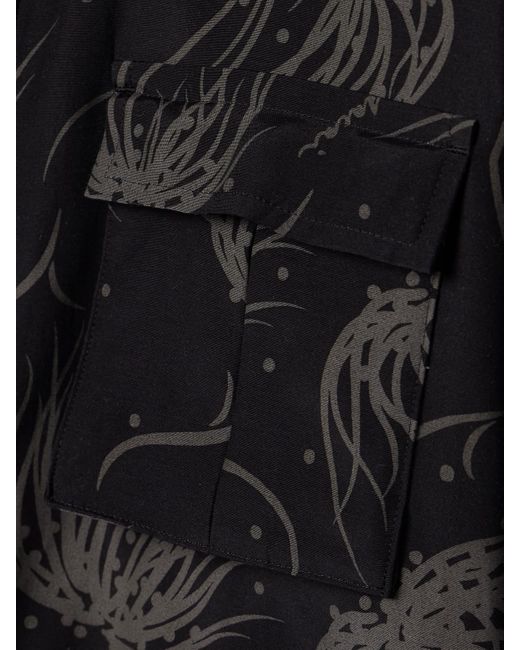 Chemisier Raccourci En Popeline Imprimée À Finitions En Tissu Technique Sacai en coloris Black