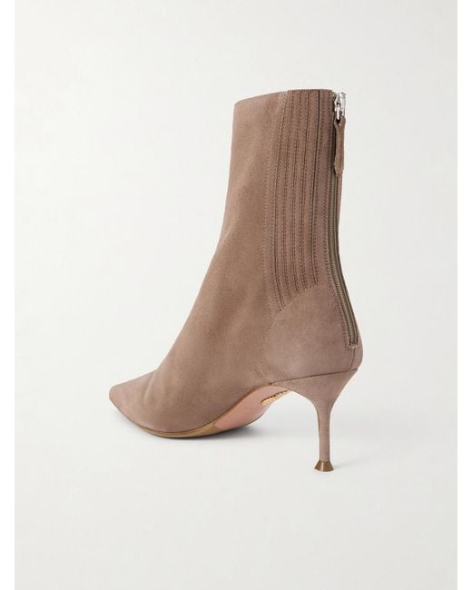 Aquazzura Brown Saint Honoré 65 Suede Ankle Boots