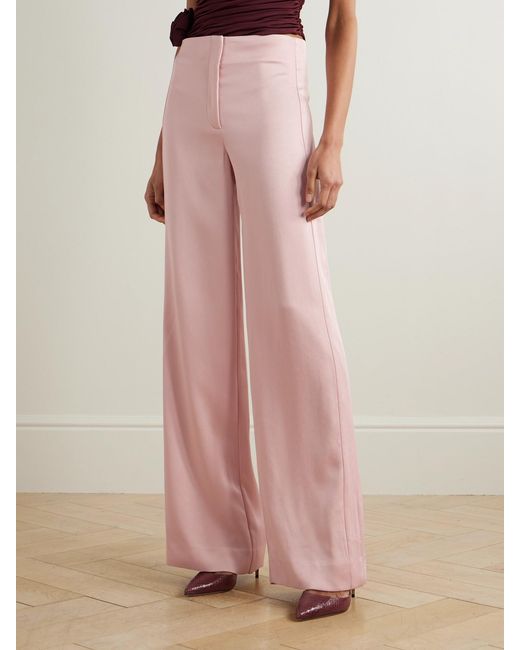 Veronica Beard Pink Ronin Crepe Wide-Leg Pants