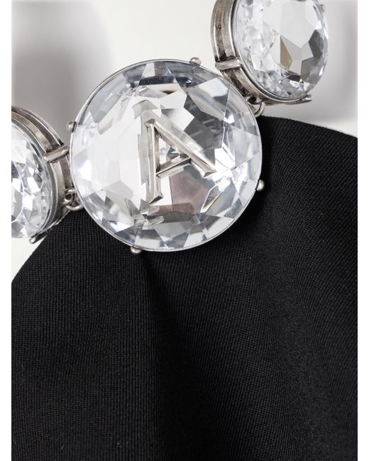 Area Black Embellished Wool-Twill Halterneck Mini Dress