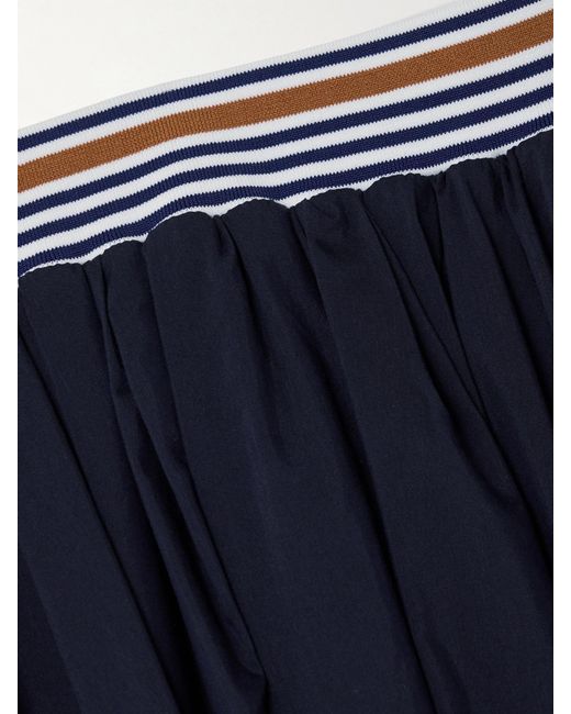 Veronica Beard Blue Evelina Gathered Striped Cotton And Silk-Blend Midi Skirt