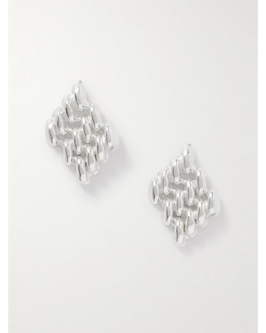 YSSO White Chain Link Ohrringe Aus