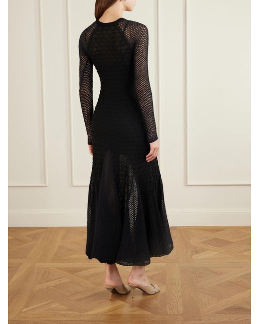Lanvin Black Open-Knit Wool Maxi Dress