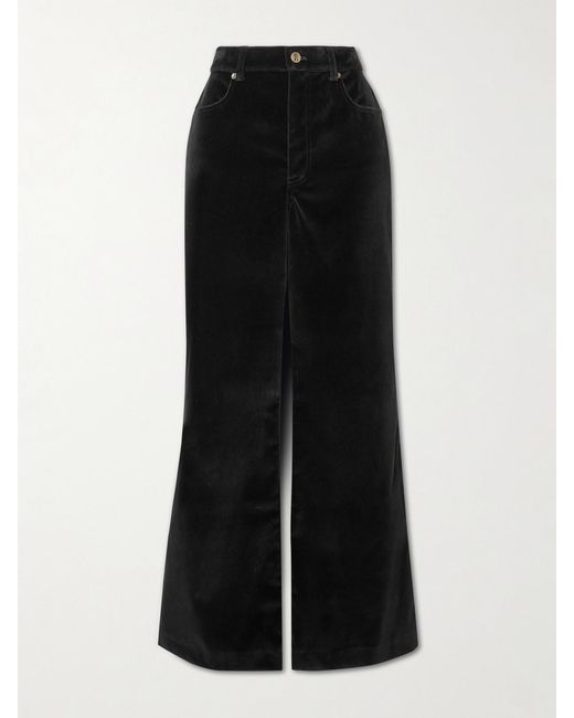 LaDoubleJ Black Cotton-Velvet Wide-Leg Pants