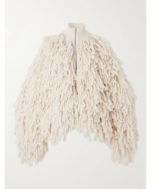 Stella McCartney Natural Fringed Wool-Blend Jacket