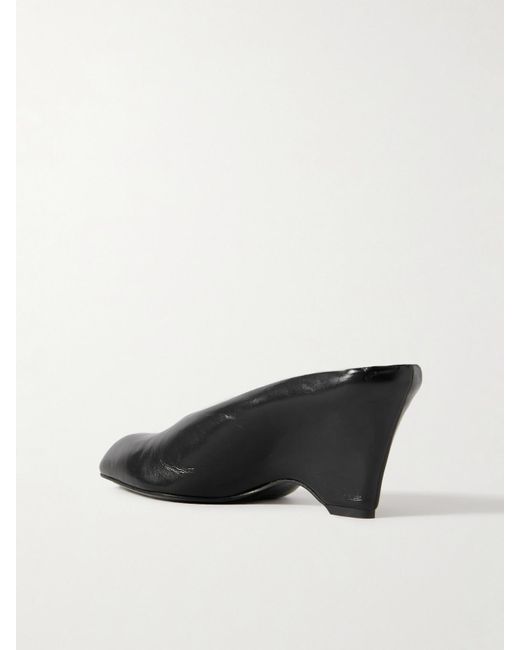 Khaite Black Colt Leather Mules