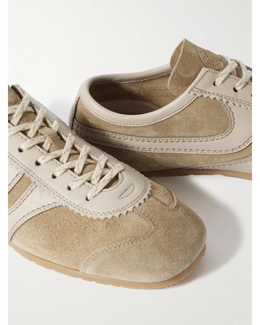 Dries Van Noten Natural Leather-Trimmed Suede Sneakers