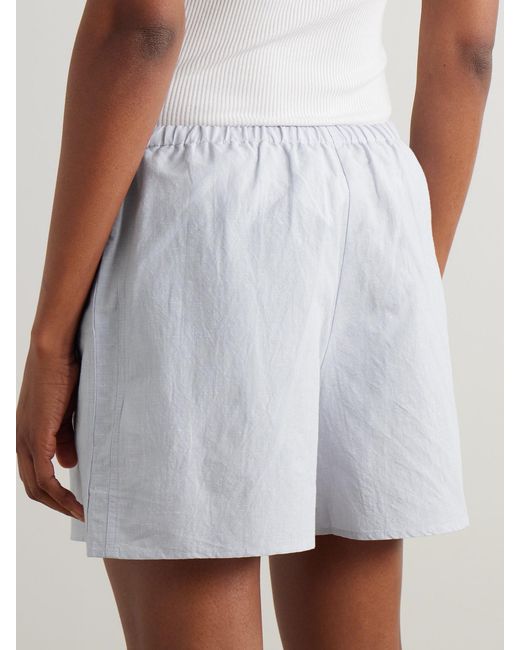 Proenza Schouler White Jana Striped Cotton And Linen-Blend Shorts