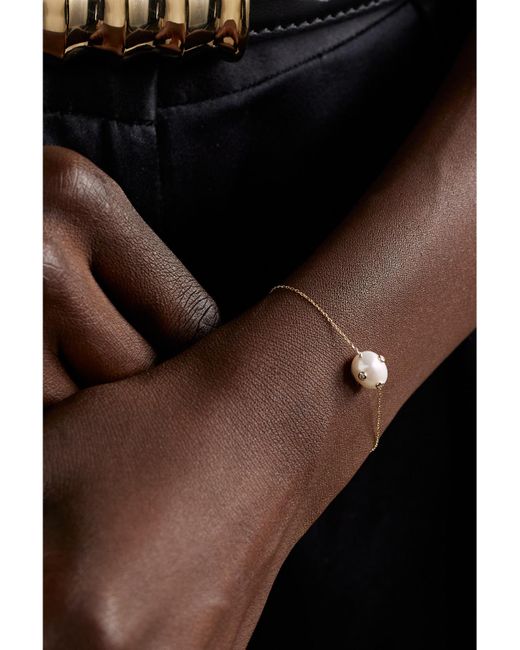 Mateo Natural 14-Karat, Pearl And Diamond Bracelet