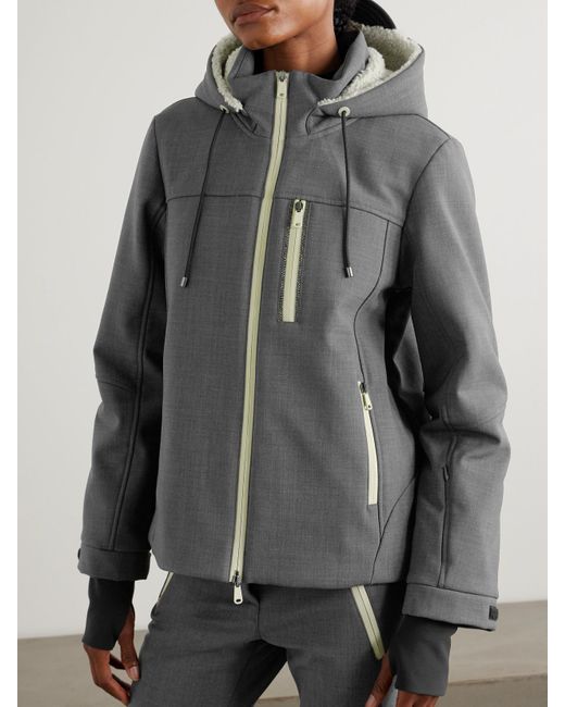 Brunello Cucinelli Gray Jacke Aus Einer Wollmischung Mit Shearling-Besatz