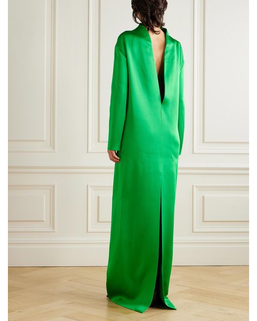 Tom Ford Green Oversized Open-Back Satin-Crepe Gown