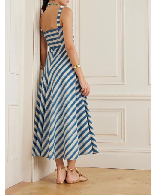Emporio Sirenuse Blue Margherita Midikleid Aus Gestreiftem Baumwoll-Jersey