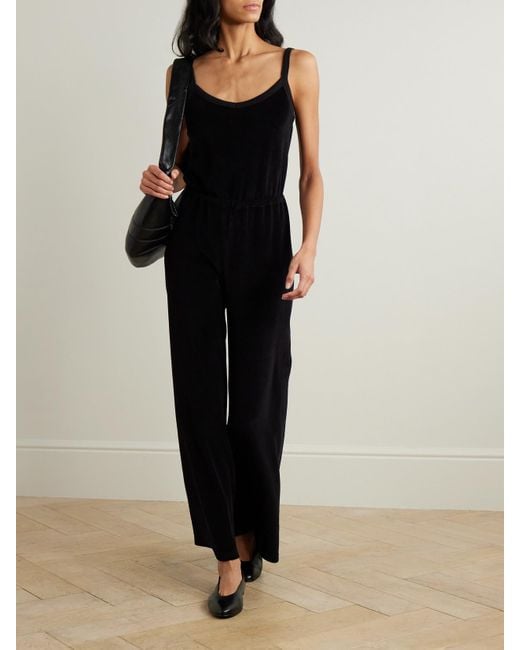 Suzie Kondi Black Elma Cotton-Blend Velour Jumpsuit