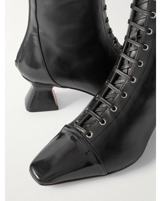 Aeyde Black Mavis Kniehohe Schnürstiefel Aus Leder