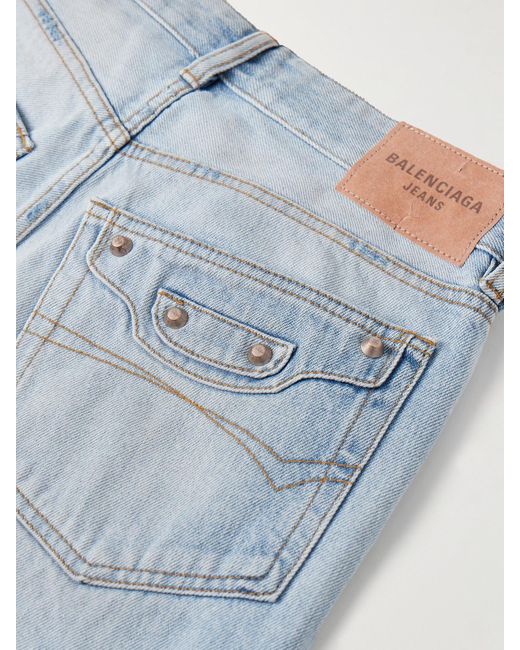 Balenciaga Blue City Studded High-Rise Straight-Leg Jeans