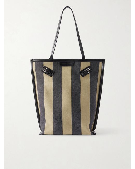 Proenza Schouler White North South Days Striped Leather-Trimmed Canvas Tote
