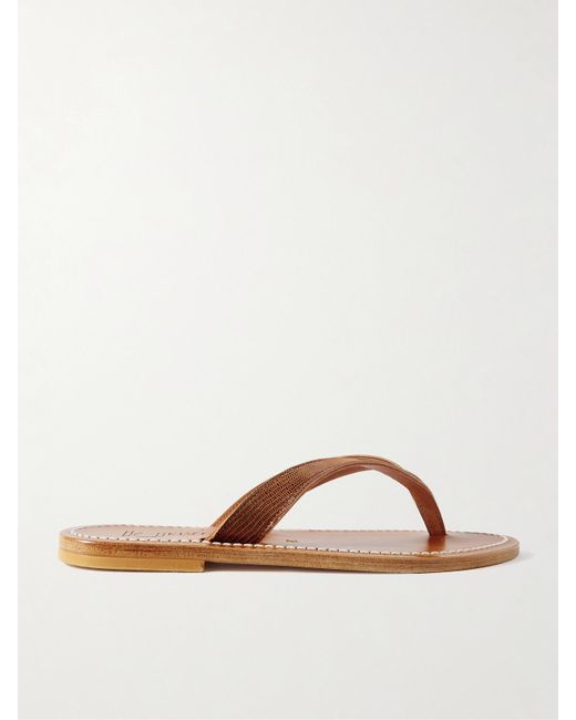 K. Jacques Brown Torino Zehensandalen Aus Leder Mit Eidechseneffekt