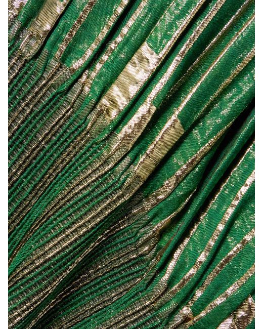 ‎Dima Ayad Green Kaftan Aus Gestreiftem Metallic-Voile Und Stretch-Strick
