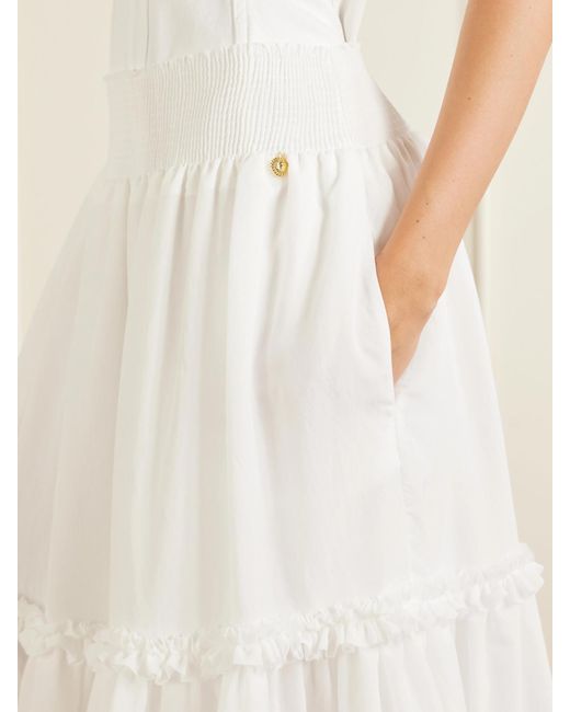 Balmain White Ruffled Poplin Maxi Skirt