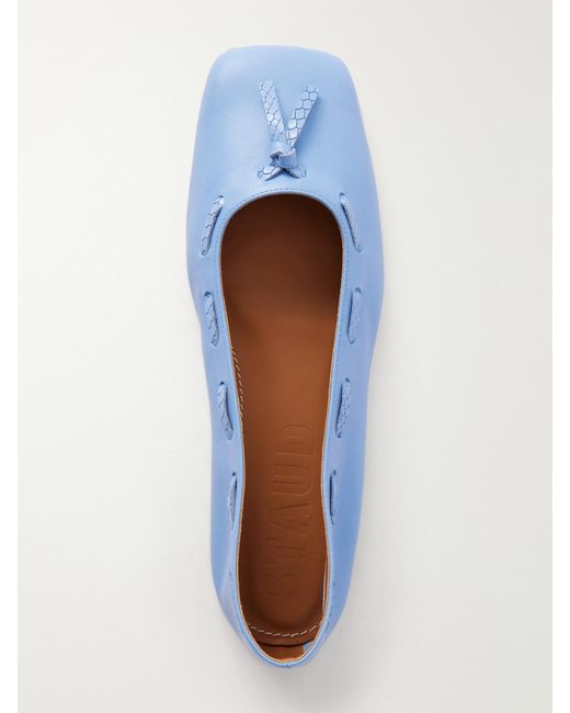 Staud Blue Milo Leather Ballet Flats