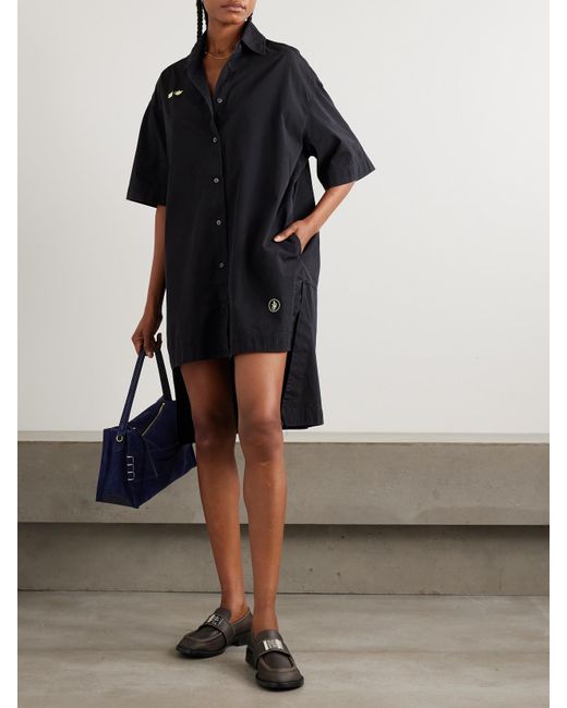 J.W. Anderson Black Embroidered Cotton-Voile Midi Shirt Dress