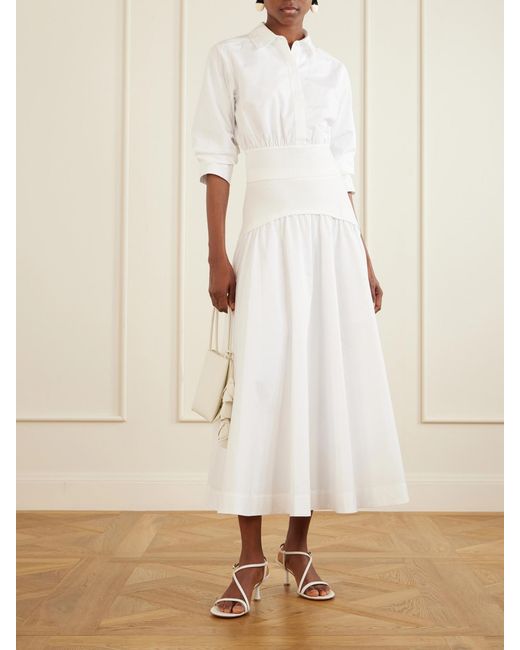Jonathan Simkhai White Stiles Gathered Cotton-Poplin Shirt