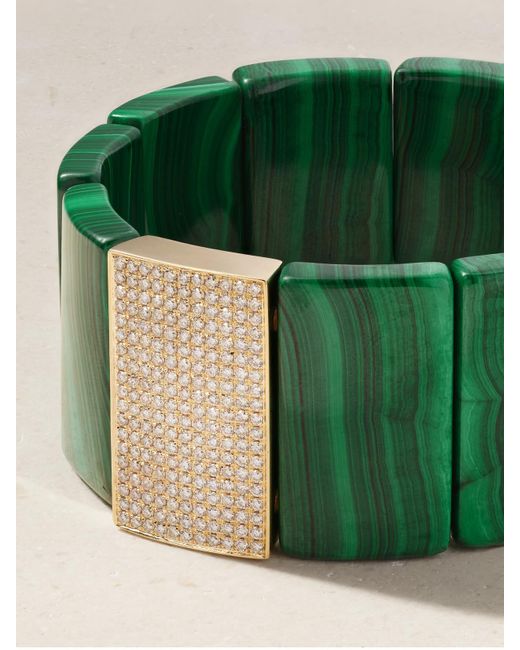 Sydney Evan Green Large Spacer 14-Karat, Malachite And Diamond Bracelet