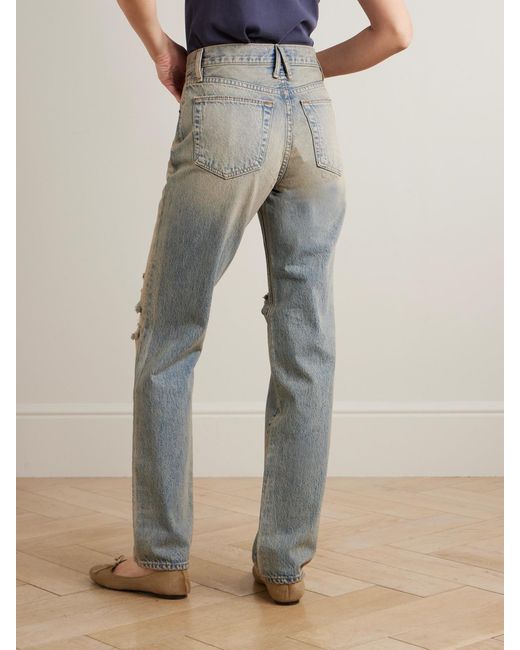 SLVRLAKE Denim Blue Sophie Long Mid-Rise Straight-Leg Jeans