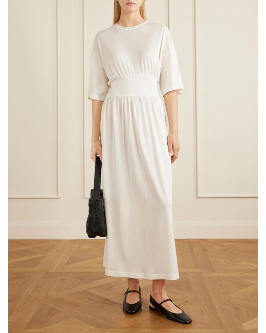 Totême White Leather Mary Jane Slingback Ballet Flats