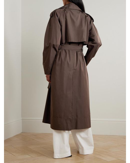 St. Agni Brown Double-Breasted Recycled-Taffeta Trench Coat