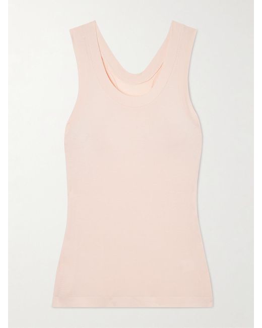 Norma Kamali Pink Racer Tanktop Aus Stretch-Jersey