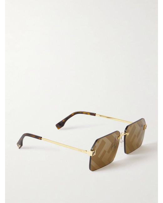 Fendi Natural Fendi Sky Rimless Rectangle-Frame-Tone Sunglasses