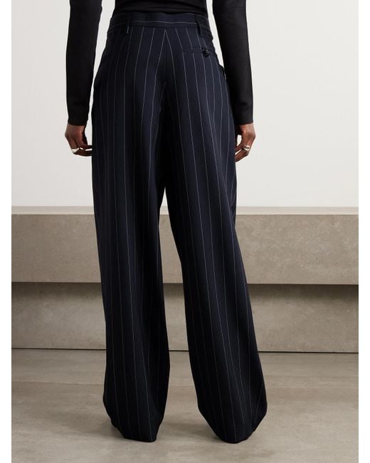 Stella McCartney Blue Mehrlagige Hose Mit Weitem Bein Aus Einer Wollmischung Mit Nadelstreifen