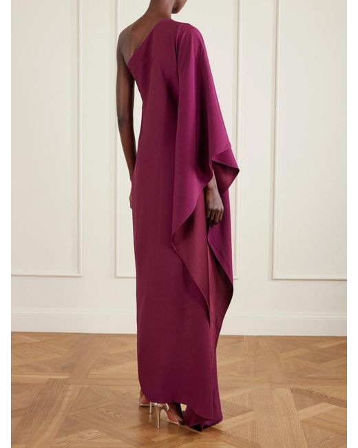 Taller Marmo Purple Palladium One-Shoulder Crystal-Embellished Crepe-Cady Gown