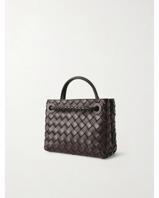 Bottega Veneta Black Mini Andiamo Intrecciato Leather Tote