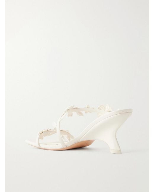 Jonathan Simkhai Natural Willow Floral-Appliquéd Leather Sandals