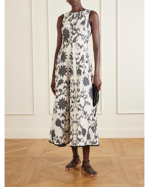 Emporio Sirenuse White Clodette Printed Linen And Cotton-Blend Poplin Maxi Dress