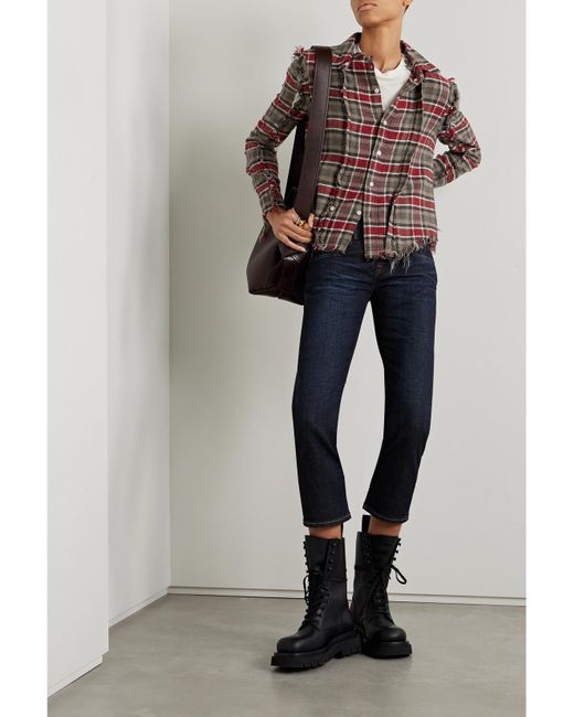 R13 Blue Boy Cropped High-Rise Straight-Leg Jeans
