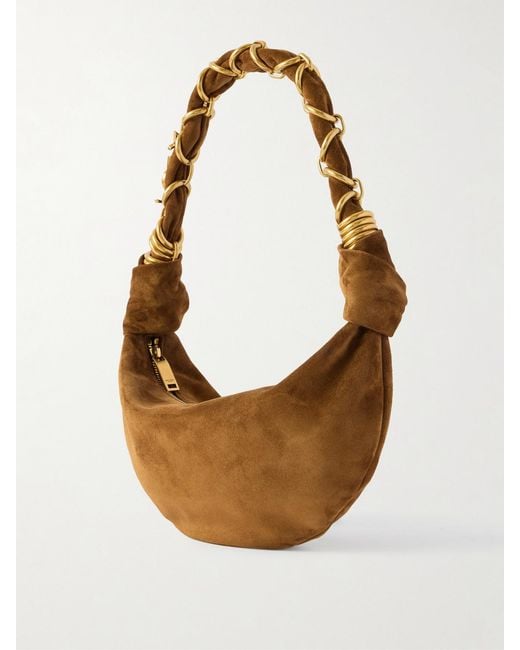 Saint Laurent Brown Amalia Mini Suede Shoulder Bag