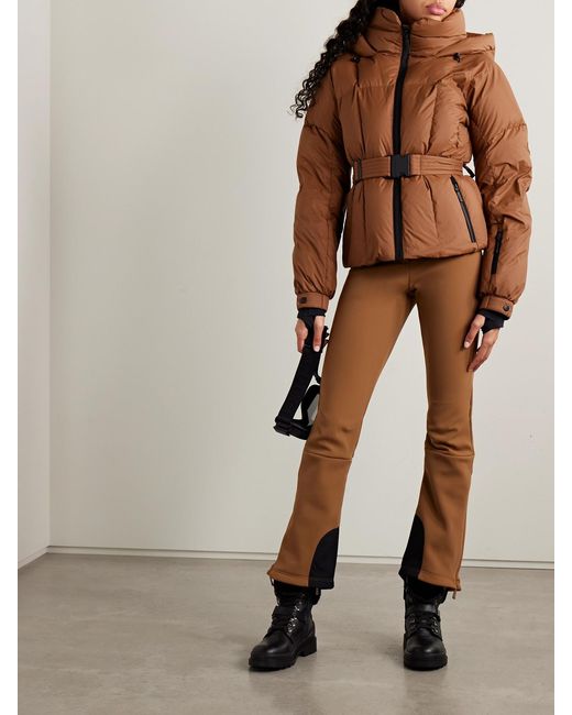 CORDOVA Brown The Monterosa Hooded Belted Quilted Recycled Down Ski Jacket
