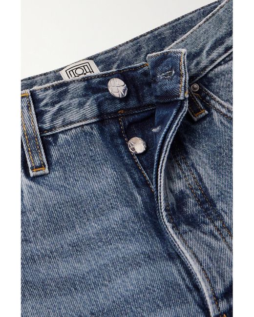 Totême Blue Twisted Seam High-Rise Straight-Leg Jeans