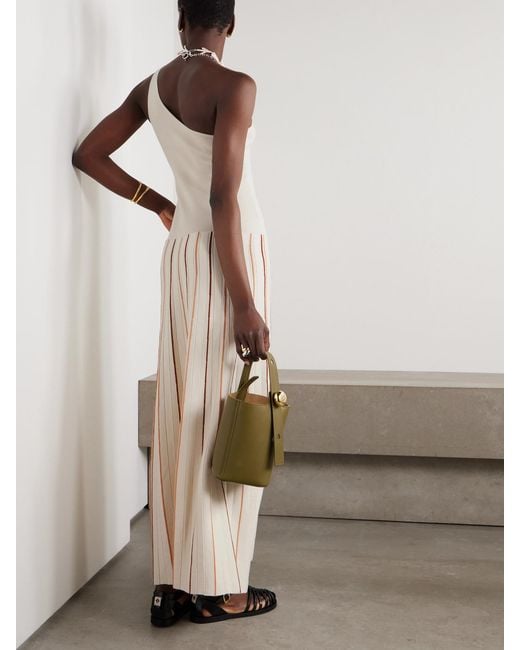 Escvdo Natural Manglar One-Shoulder Striped Organic Cotton Maxi Dress