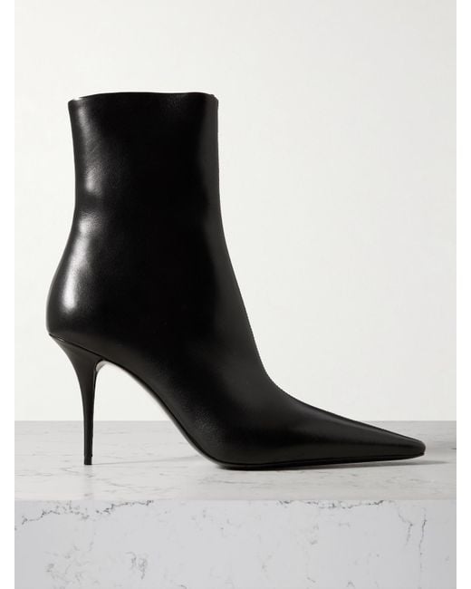 Saint Laurent Black Ashley Leather Ankle Boots